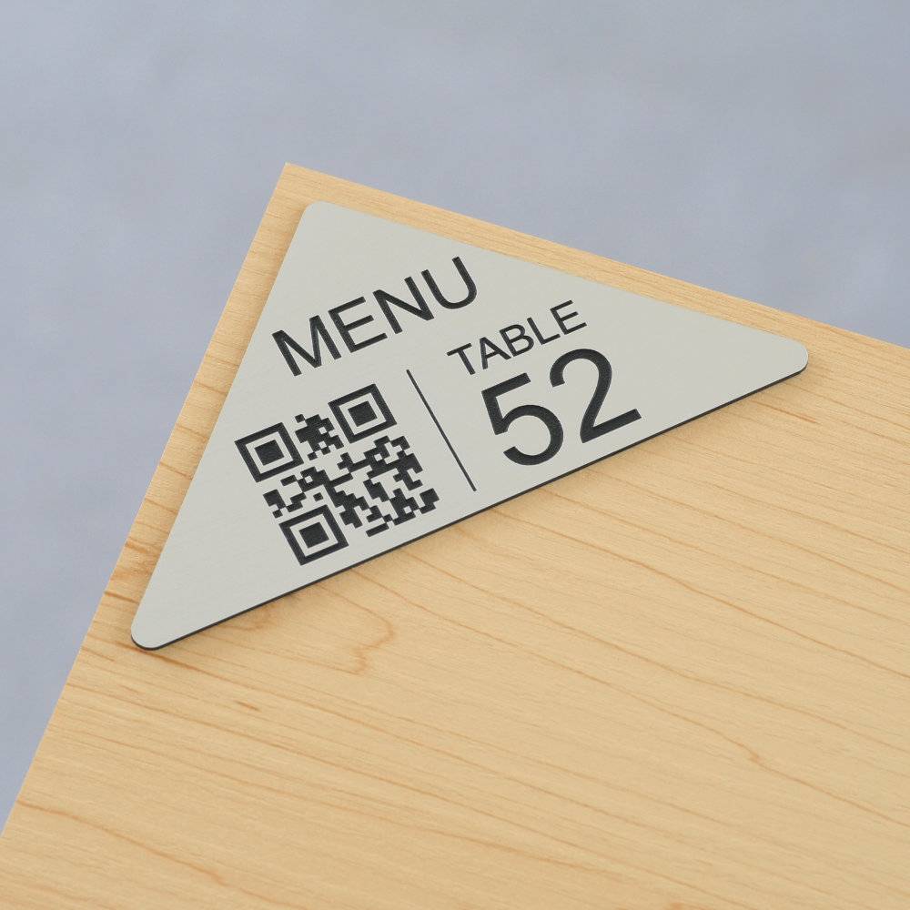 Plaque QR code d'angle avec numéro en oargent