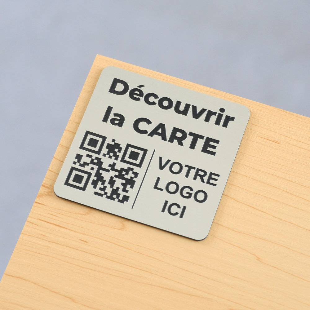 Plaque QR code avec logo argent 