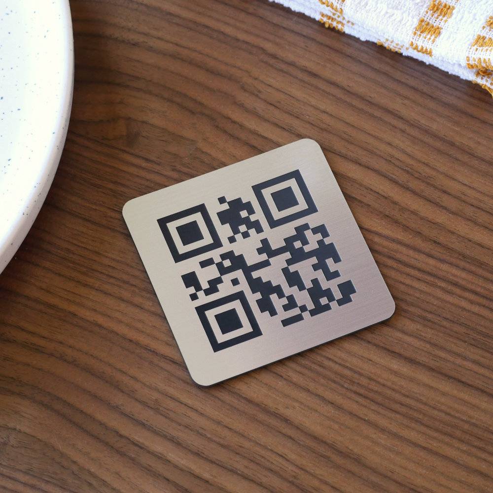 Plaque Qr code métallique pour restaurant 