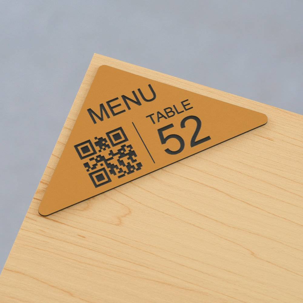 Plaque QR code d'angle avec numéro en bronze