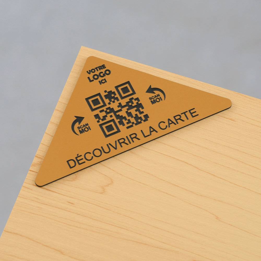 Plaque Qr code triangle avec logo bronze