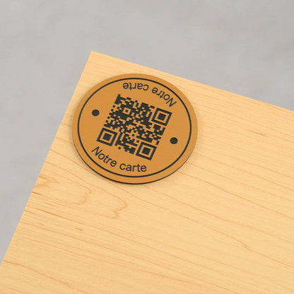 Plaque Qr code ronde en bronze solide et moderne
