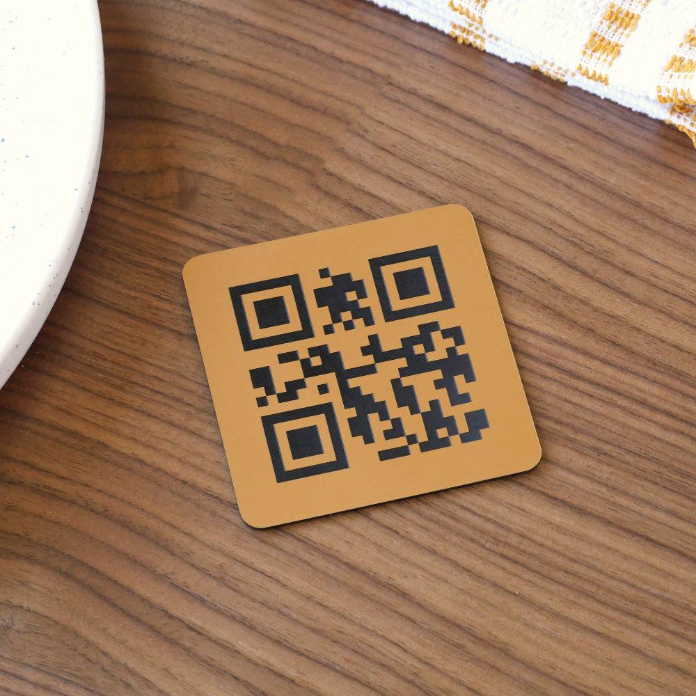 Plaque Qr code bronze pour restaurant 