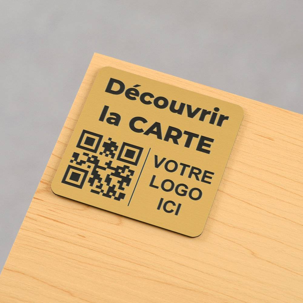Plaque QR code avec logo or