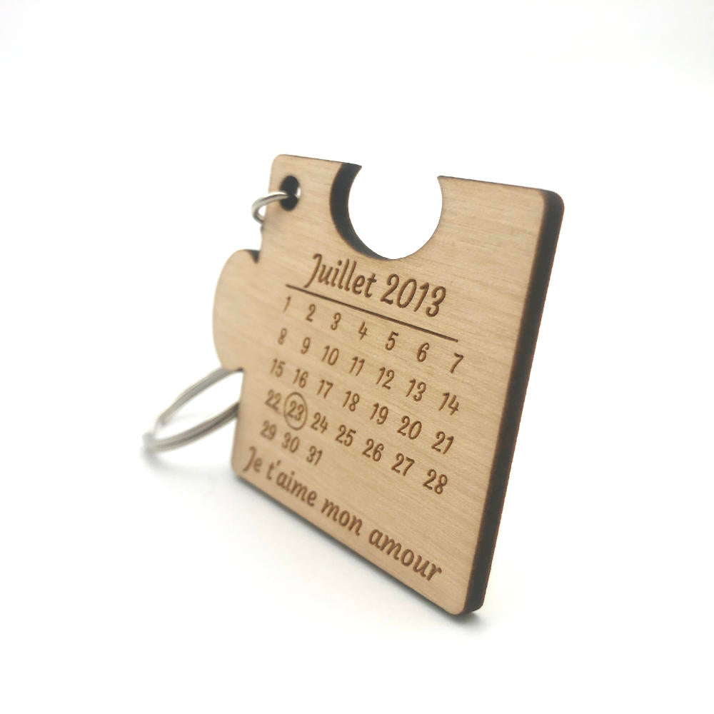 Porte clé calendrier en forme de puzzle personnalisé