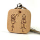 Porte clé en bois personnalisable couple