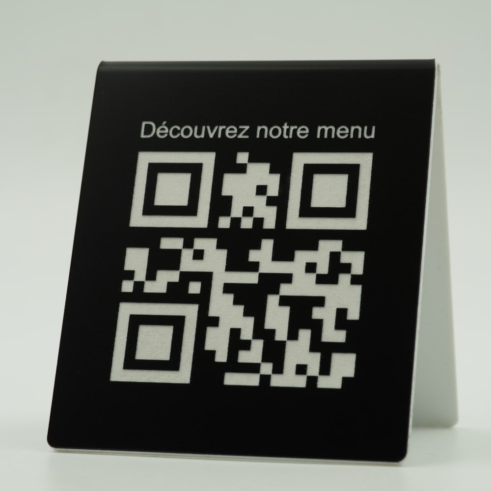 Chevalet QR Code menu restaurant personnalisé noir 