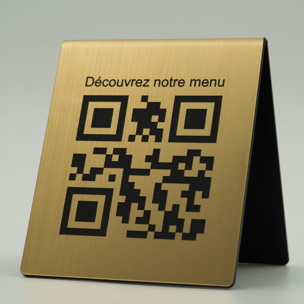 Chevalet QR Code menu restaurant personnalisé or 