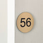 Plaque ronde pour numéro de chambre personnalisé effet métal brossé or